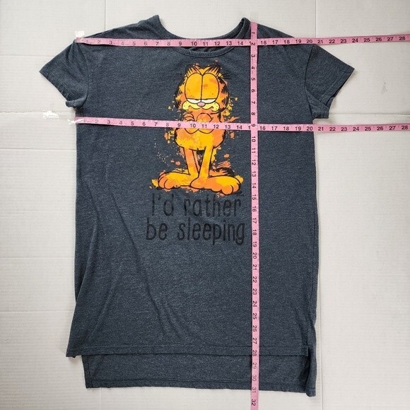 Garfield Pajama T-Shirt Camisole I'd Rather Be Sleeping Cotton Blend Nightgown M - Picture 8 of 14